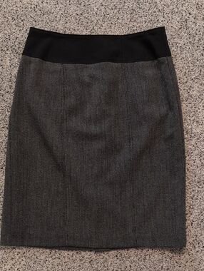 Worthington Charcoal Pencil Skirt with Black Waistband
